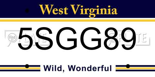 5SGG89 West Virginia License Plate