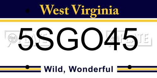5SGO45 West Virginia License Plate