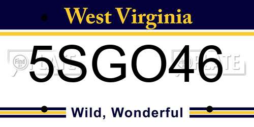 5SGO46 West Virginia License Plate