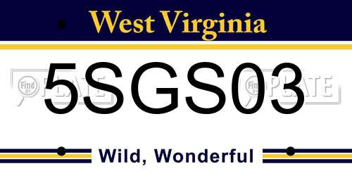 5SGS03 West Virginia License Plate