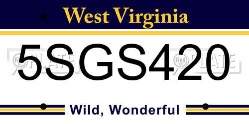 5SGS420 West Virginia License Plate