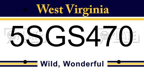 5SGS470 West Virginia License Plate