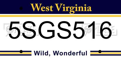 5SGS516 West Virginia License Plate