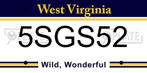 5SGS52 West Virginia License Plate
