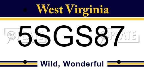 5SGS87 West Virginia License Plate