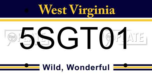 5SGT01 West Virginia License Plate