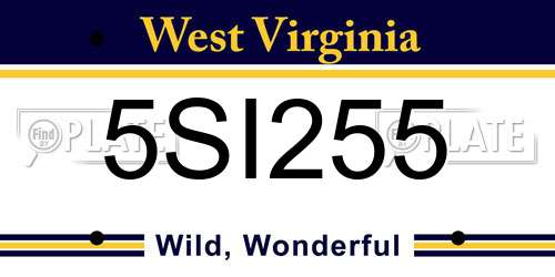 5SI255 West Virginia License Plate