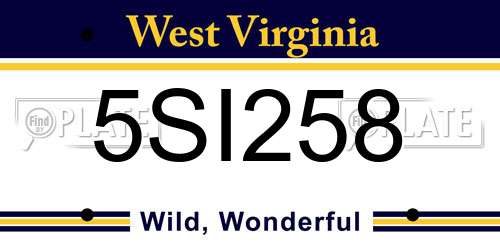 5SI258 West Virginia License Plate