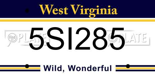 5SI285 West Virginia License Plate