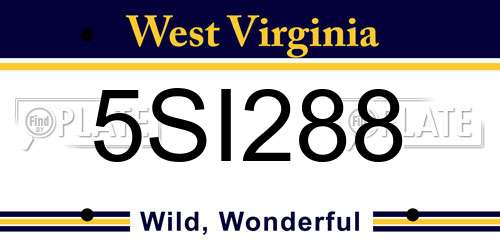 5SI288 West Virginia License Plate