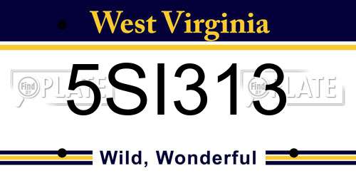 5SI313 West Virginia License Plate