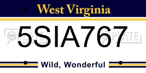 5SIA767 West Virginia License Plate