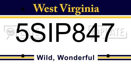5SIP847 West Virginia License Plate