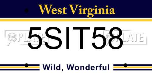 5SIT58 West Virginia License Plate