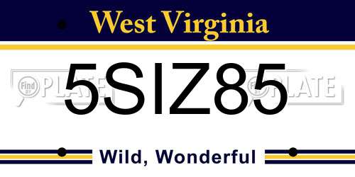 5SIZ85 West Virginia License Plate