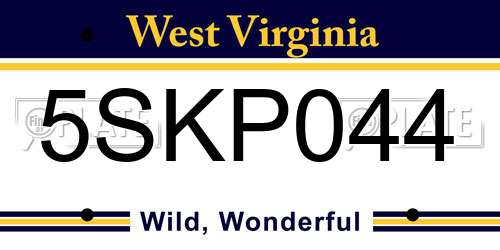 5SKP044 West Virginia License Plate