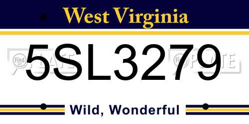 5SL3279 West Virginia License Plate