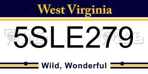 5SLE279 West Virginia License Plate