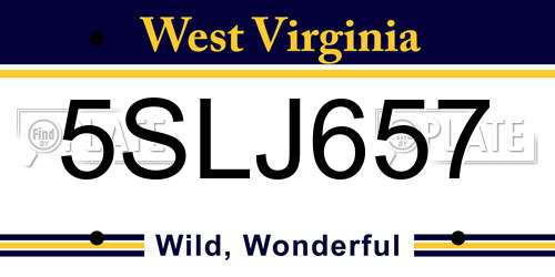 5SLJ657 West Virginia License Plate