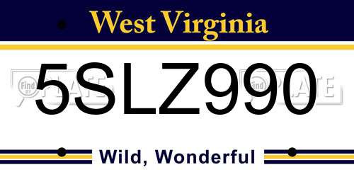 5SLZ990 West Virginia License Plate