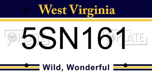 5SN161 West Virginia License Plate