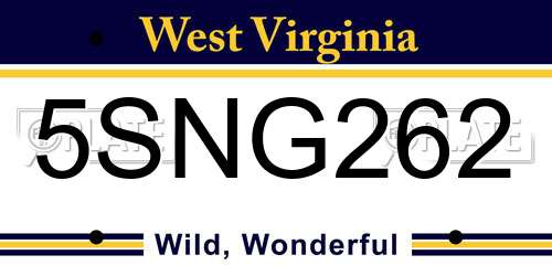 5SNG262 West Virginia License Plate