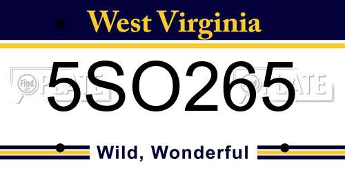5SO265 West Virginia License Plate