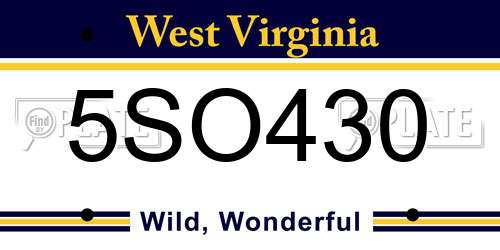 5SO430 West Virginia License Plate