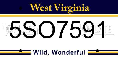 5SO7591 West Virginia License Plate