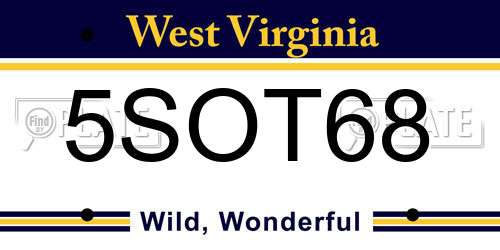 5SOT68 West Virginia License Plate