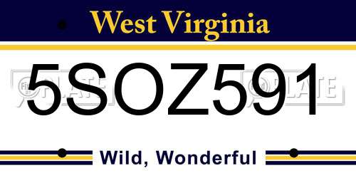 5SOZ591 West Virginia License Plate