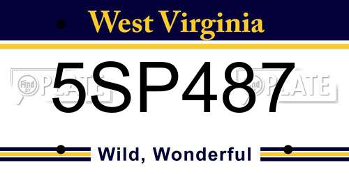 5SP487 West Virginia License Plate