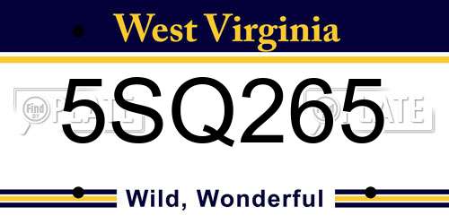 5SQ265 West Virginia License Plate