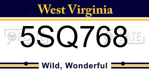 5SQ768 West Virginia License Plate