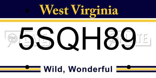 5SQH89 West Virginia License Plate