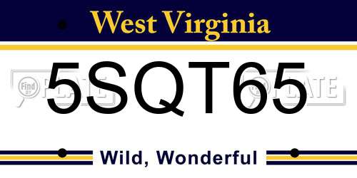 5SQT65 West Virginia License Plate