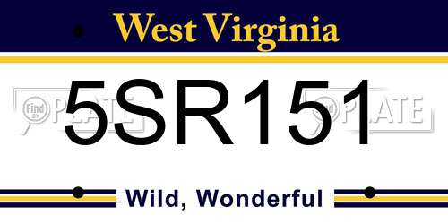 5SR151 West Virginia License Plate