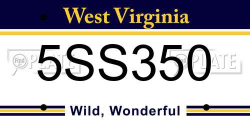 5SS350 West Virginia License Plate