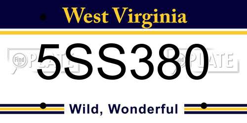 5SS380 West Virginia License Plate