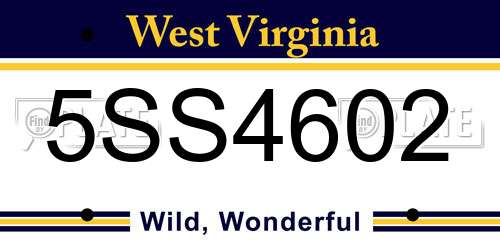 5SS4602 West Virginia License Plate