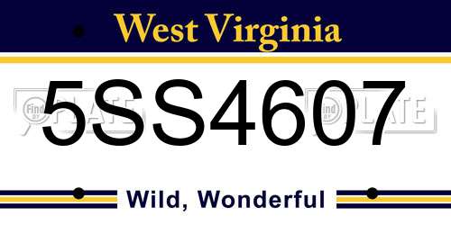 5SS4607 West Virginia License Plate