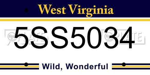 5SS5034 West Virginia License Plate