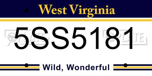 5SS5181 West Virginia License Plate