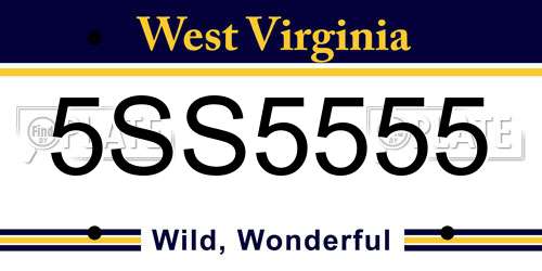 5SS5555 West Virginia License Plate