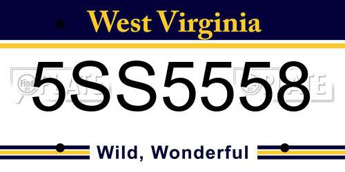 5SS5558 West Virginia License Plate