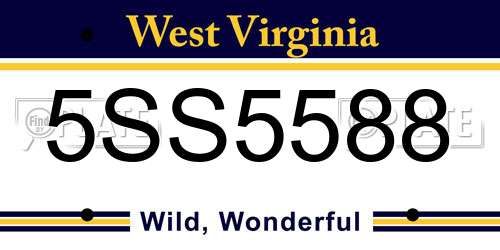 5SS5588 West Virginia License Plate