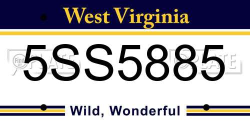 5SS5885 West Virginia License Plate
