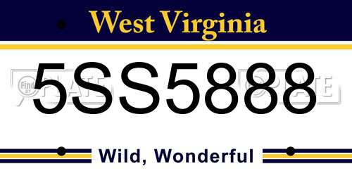 5SS5888 West Virginia License Plate