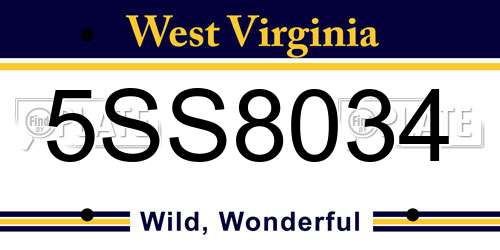 5SS8034 West Virginia License Plate