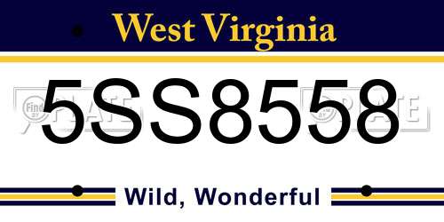 5SS8558 West Virginia License Plate